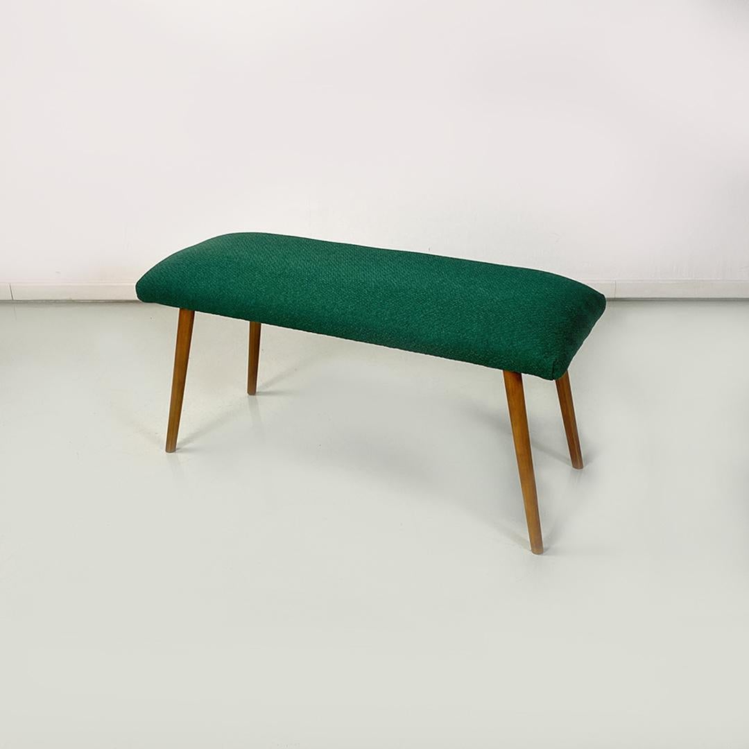 Northern European Mid Century Green Fabric Pouf or Footrest and Bench Legs 1960s For Sale 2
