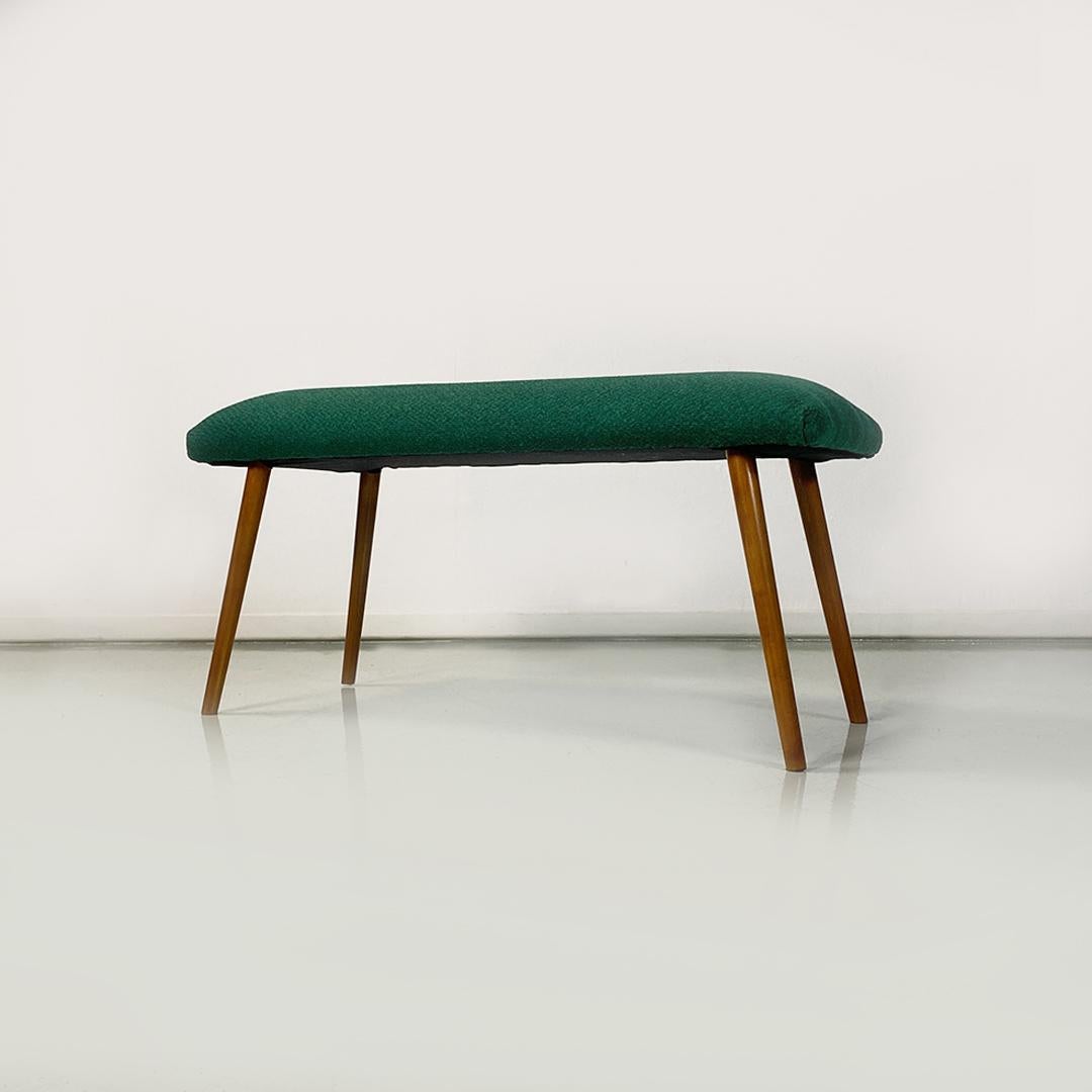 Northern European Mid Century Green Fabric Pouf or Footrest and Bench Legs 1960s For Sale 3