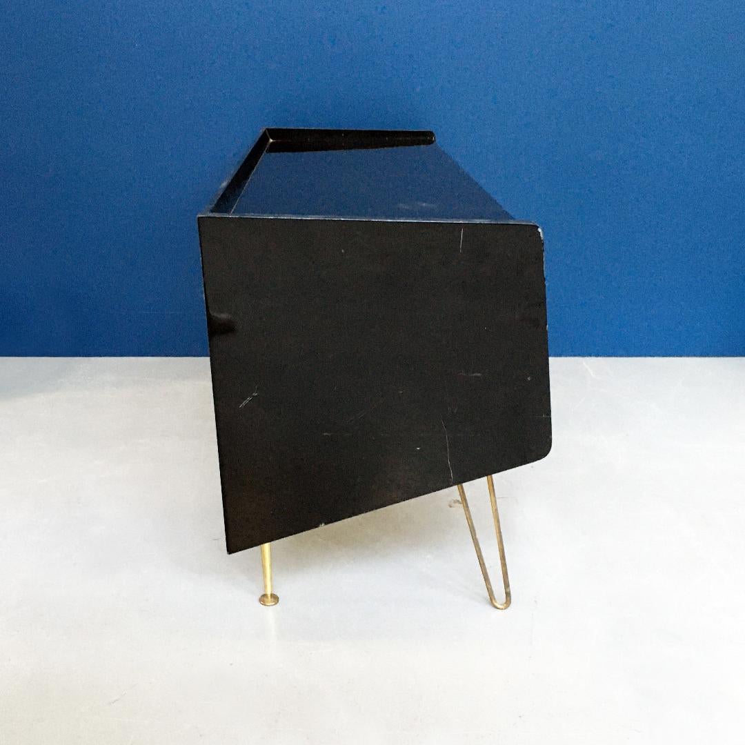 Northern European Midcentury Wood and Brass Cabinet, 1960s 1