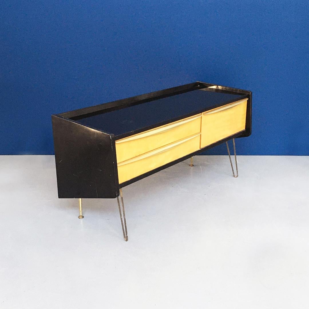 Northern European Midcentury Wood and Brass Cabinet, 1960s 2