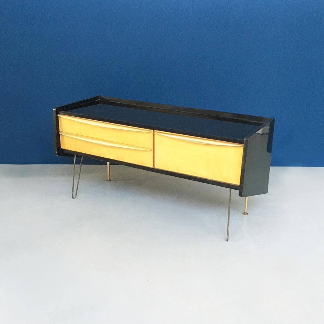 Northern European Midcentury Wood and Brass Cabinet, 1960s 3