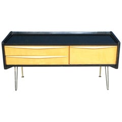 Northern European Midcentury Wood and Brass Cabinet, 1960s