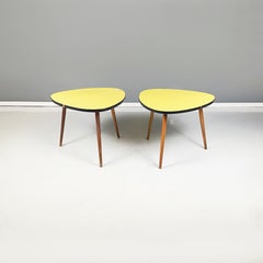 Northern European Midcentury Wood Yellow and Black Formica Coffee Tables, 1960s