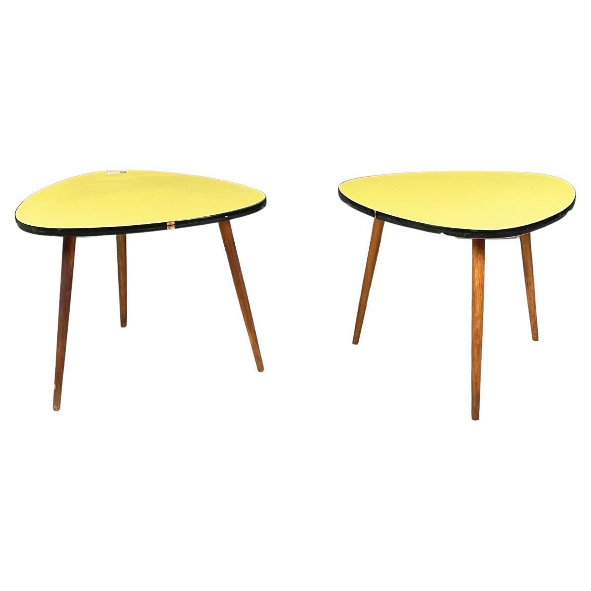 Northern European Midcentury Wood Yellow and Black Formica Coffee Tables, 1960s For Sale