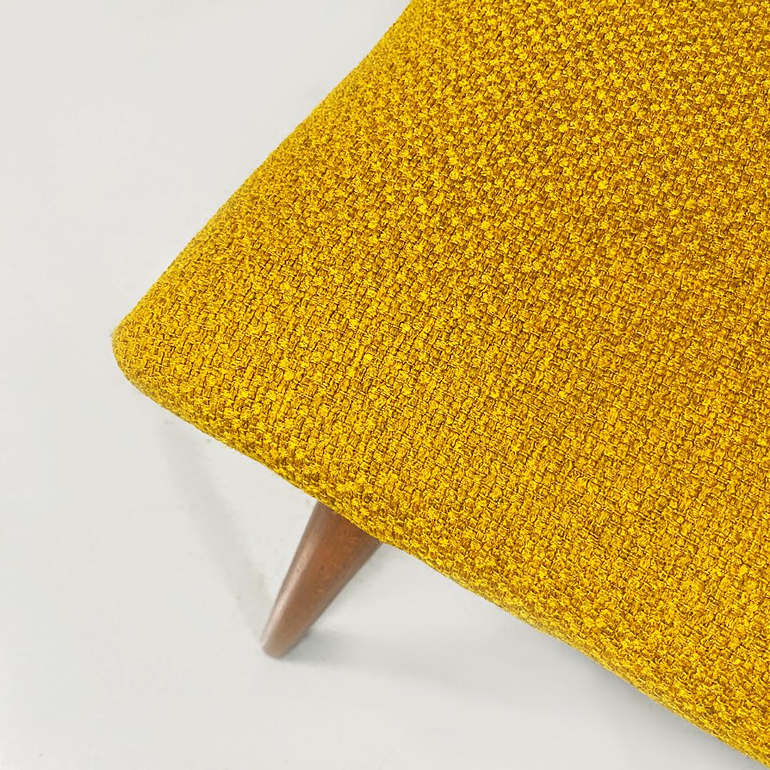 Mid-20th Century Northern European Mid Century Yellow Fabric and Beech Pouf or Footrest, 1960s For Sale