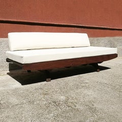 Italian Sofa in Wooden Frame and White Fabric by Elam, 1960s