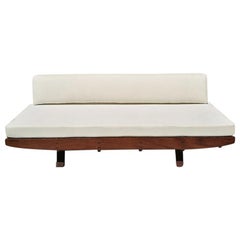 Retro Italian Sofa in Wooden Frame and White Fabric by Elam, 1960s