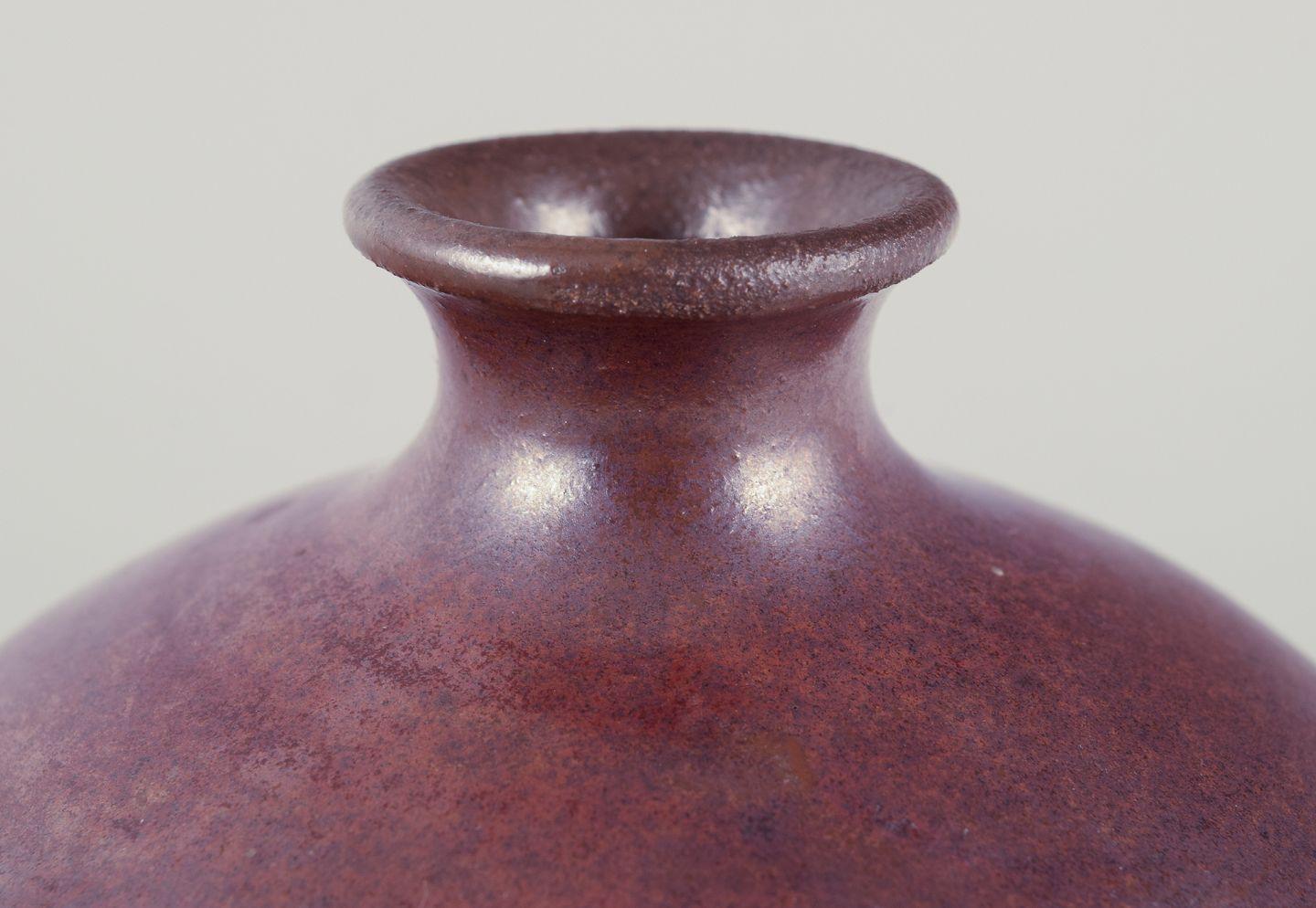 Unknown Northern European studio ceramicist. Ceramic vase with a round shape. Ca 1970s For Sale