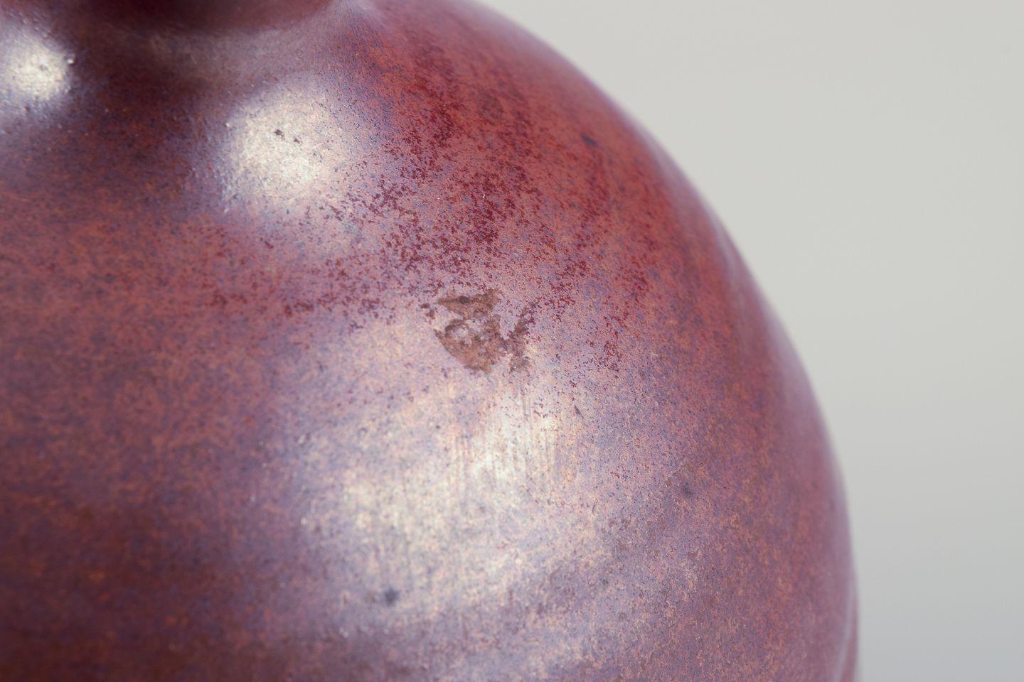Northern European studio ceramicist. Ceramic vase with a round shape. Ca 1970s In Excellent Condition For Sale In Copenhagen, DK
