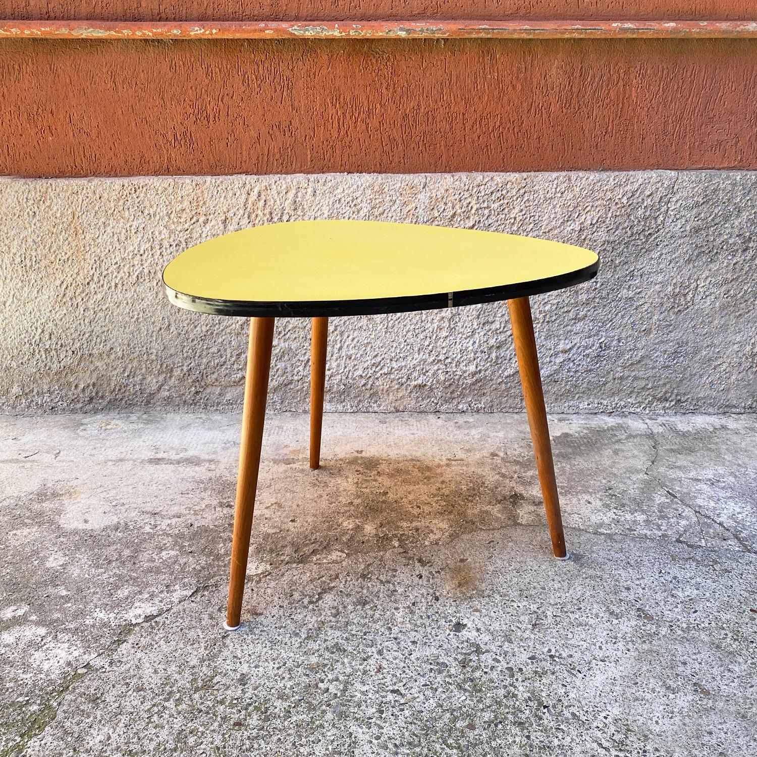 Mid-Century Modern Northern European Yellow Coffee Table with Original Solid Beech Legs, 1960s For Sale