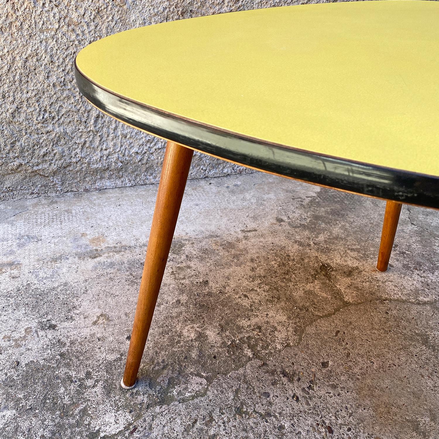 Mid-20th Century Northern European Yellow Coffee Table with Original Solid Beech Legs, 1960s For Sale
