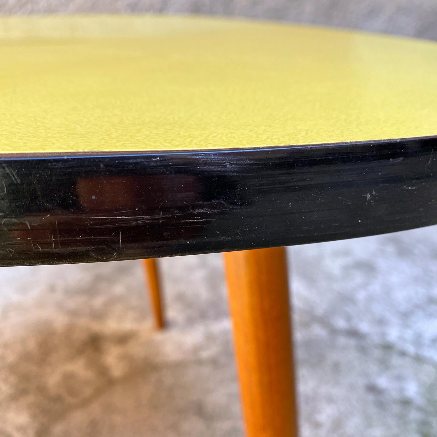 Northern European Yellow Coffee Table with Original Solid Beech Legs, 1960s For Sale 1