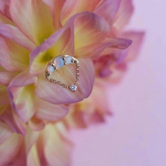 Northern Fire Opal and Diamond Earrings in 14K Gold by Anastassia Sel Jewelry