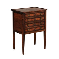 Northern French 1840s Petite Walnut Louis XVI Style Three-Drawer Commode