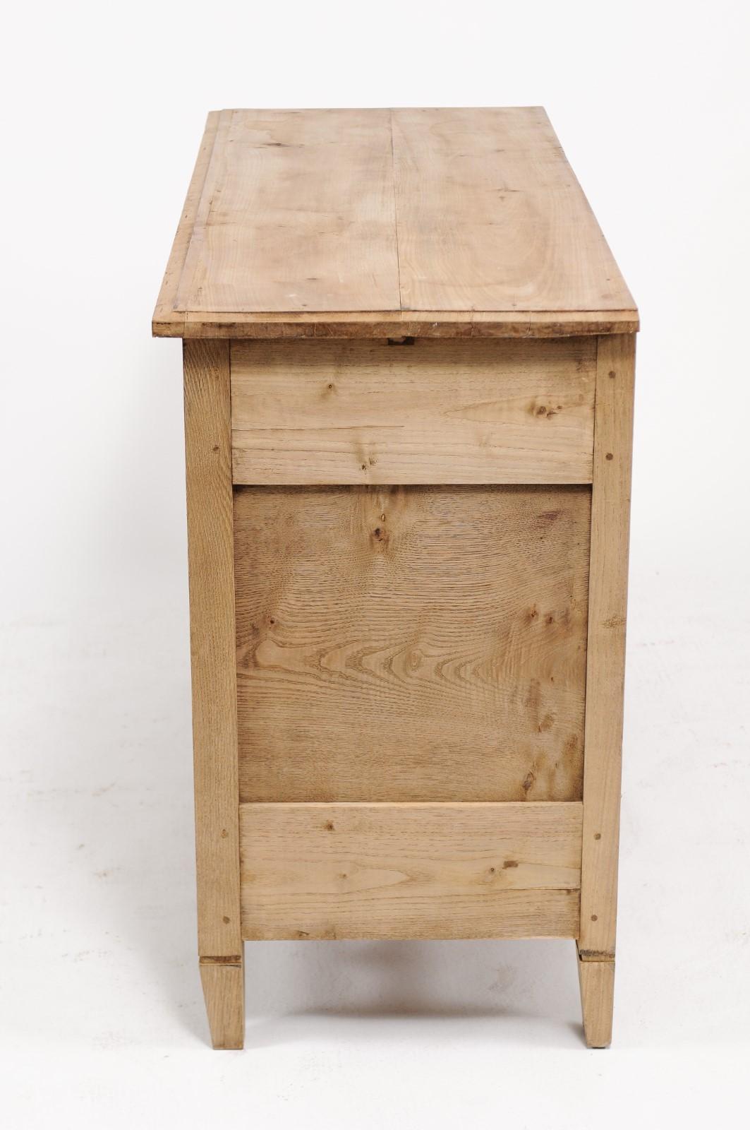 20th Century Northern French Louis XVI Style 1900s Stripped Oak Commode with Two Drawers