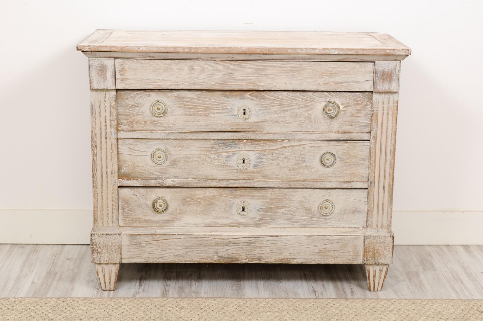 Northern French Louis XVI Style Blanched Commode with Four Drawers, circa 1890 In Good Condition In Atlanta, GA