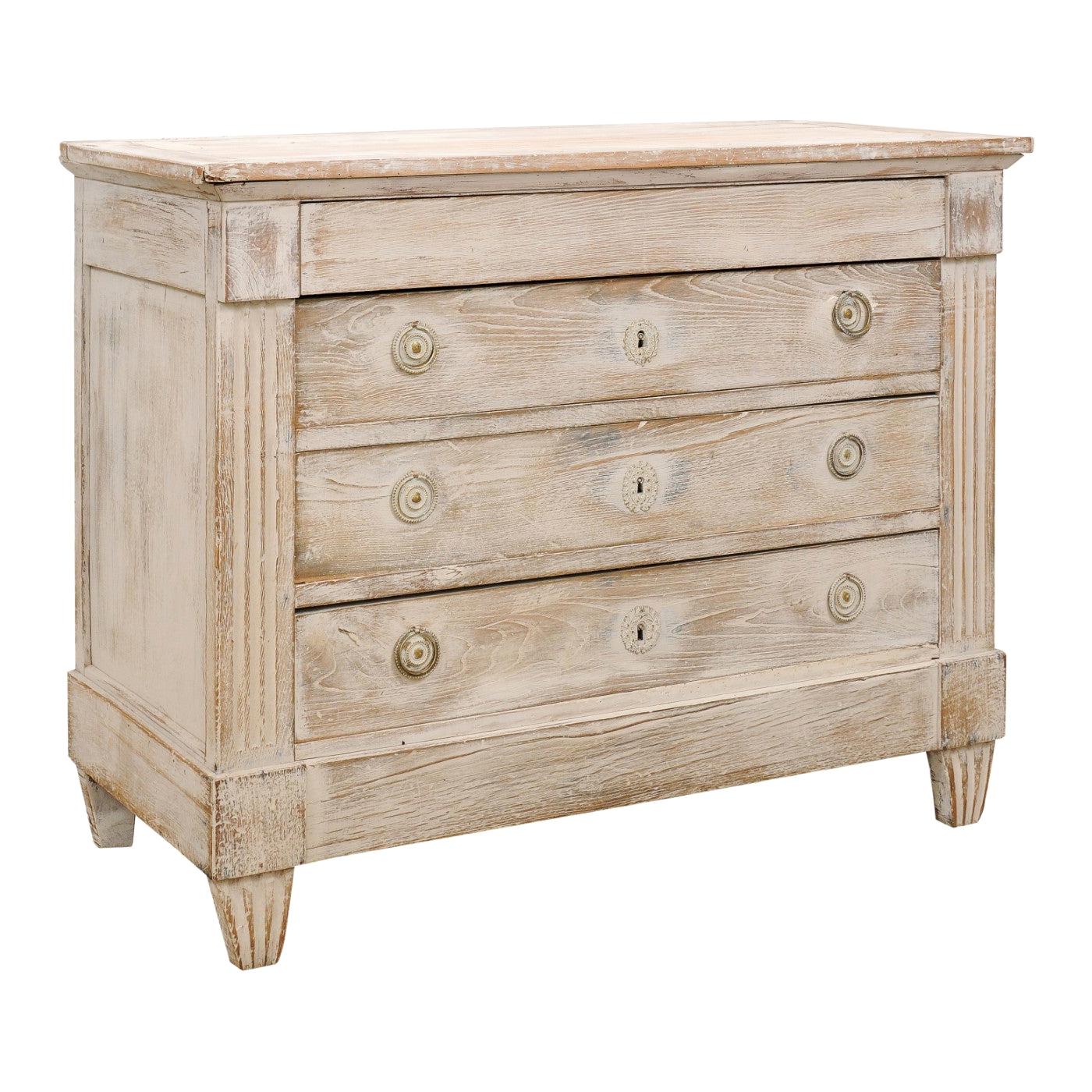 Northern French Louis XVI Style Blanched Commode with Four Drawers, circa 1890