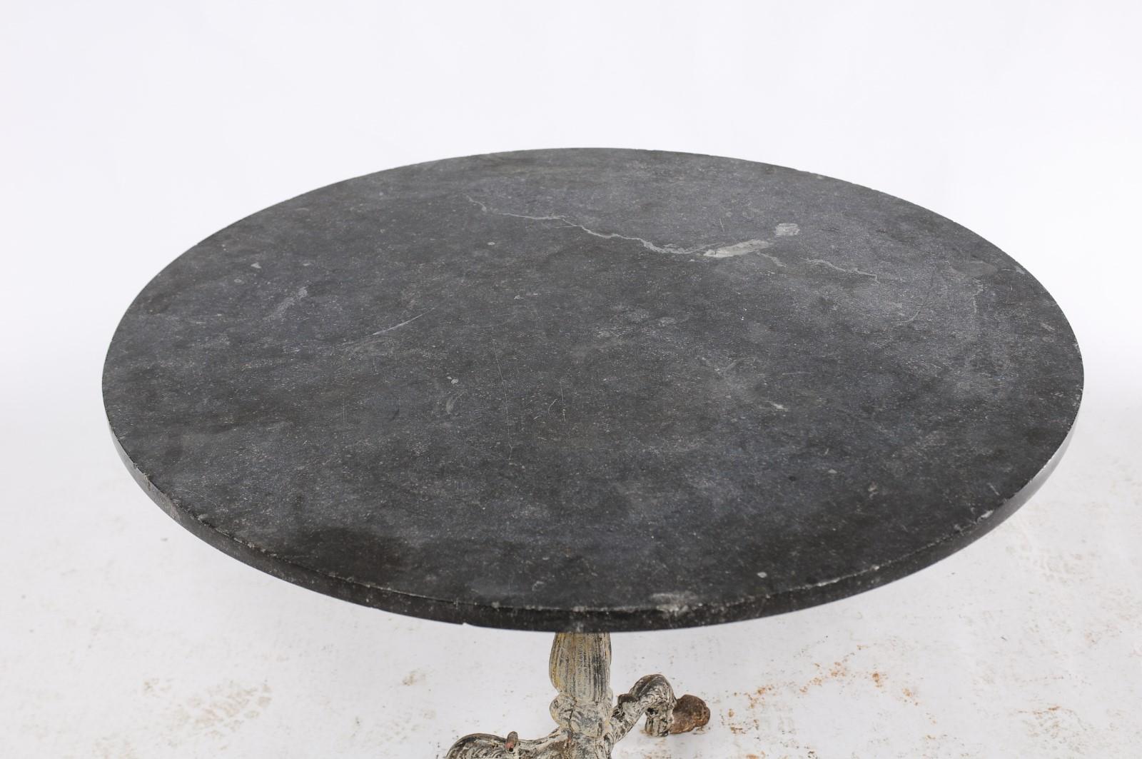 Northern French Painted Iron Table with Circular Slate Top, circa 1800 6