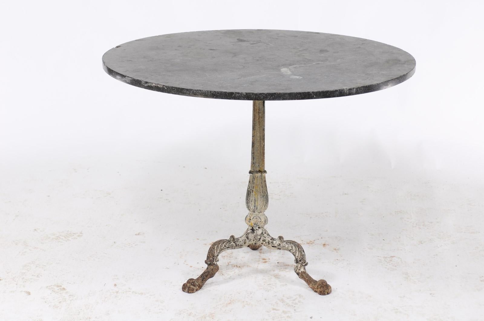 Northern French Painted Iron Table with Circular Slate Top, circa 1800 In Good Condition In Atlanta, GA