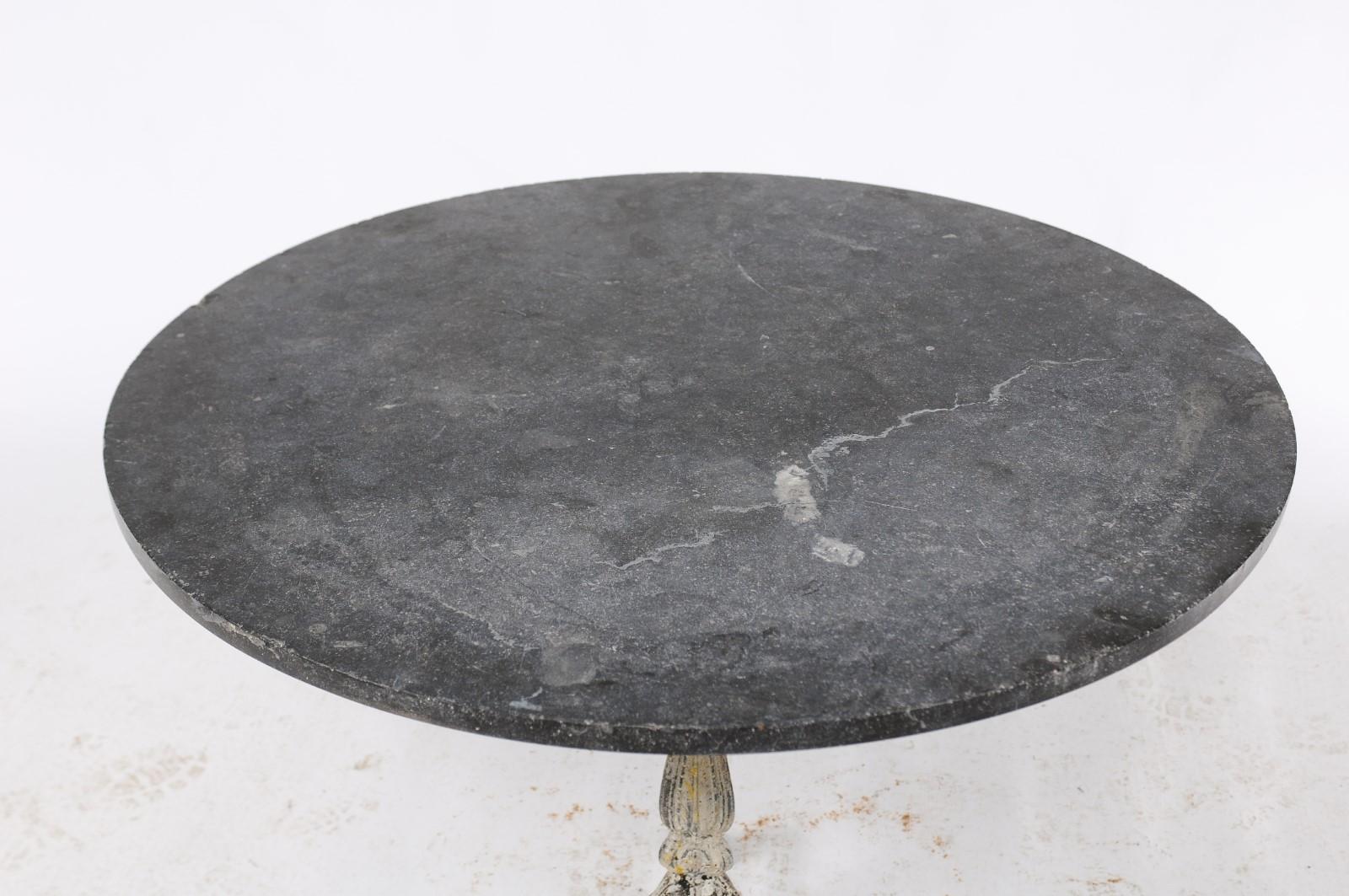 Northern French Painted Iron Table with Circular Slate Top, circa 1800 1
