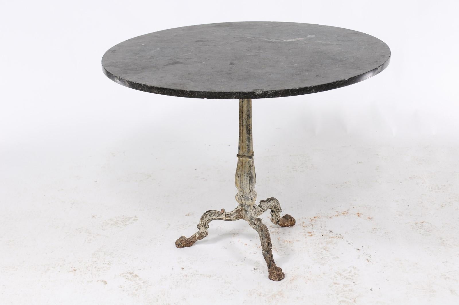 Northern French Painted Iron Table with Circular Slate Top, circa 1800 3