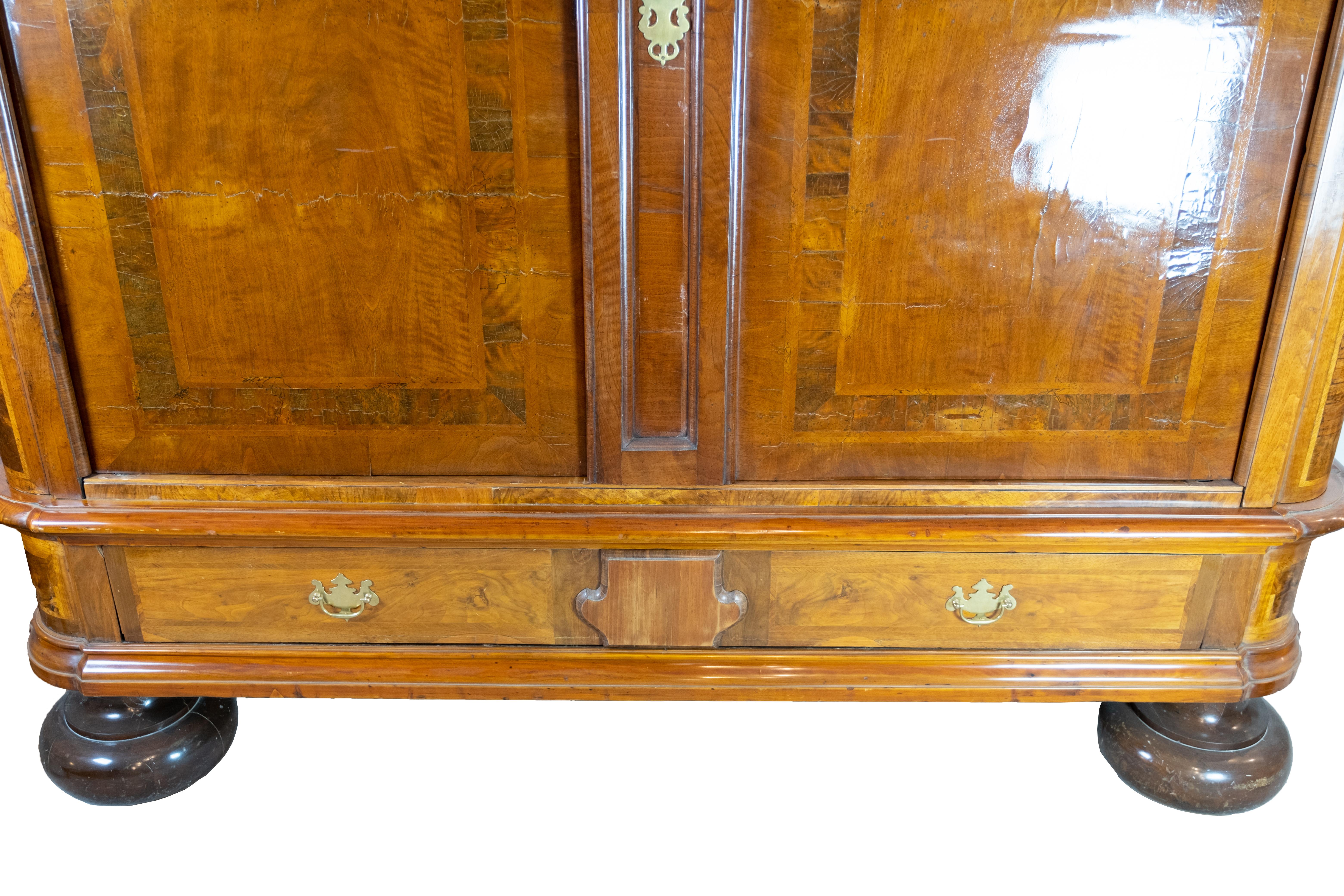 Mid-18th Century Northern German Baroque Cabinet of Walnut and Oak from circa 1730 For Sale