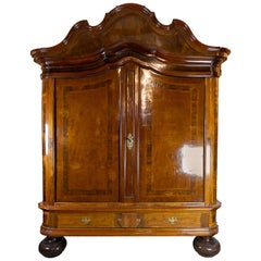 Antique Northern German Baroque Cabinet of Walnut and Oak from circa 1730