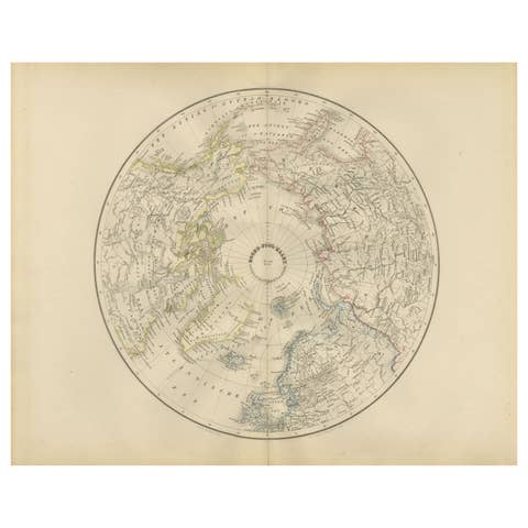 Arctic & Greenland Map – Northern Hemisphere, North Pole, Leiden 1876
