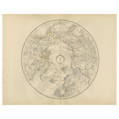 Northern Hemisphere Map Centered on the North Pole, Leiden 1876