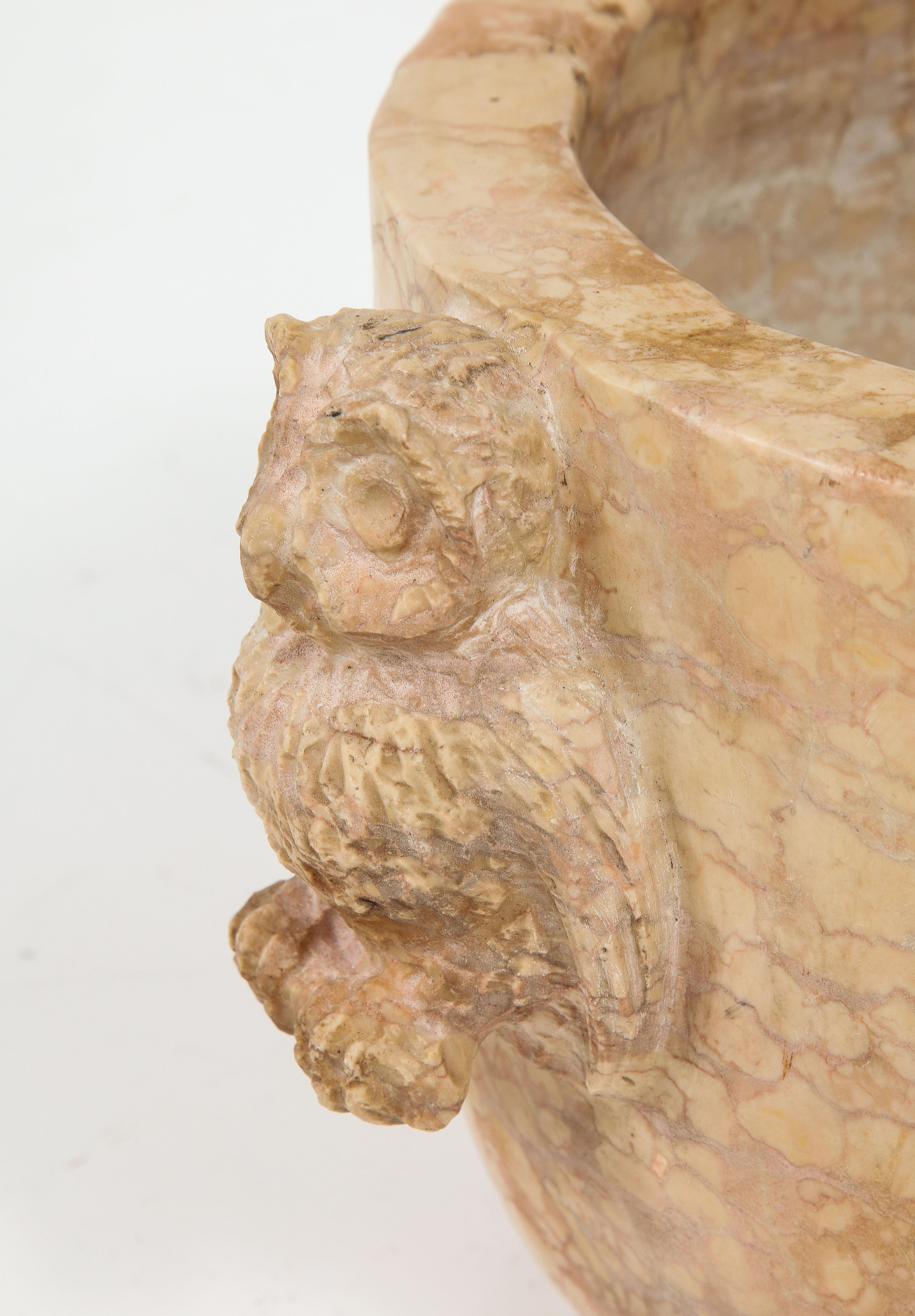 18th Century and Earlier Northern Italian 17th Century Marble Mortar with Carved Owl Decoration For Sale