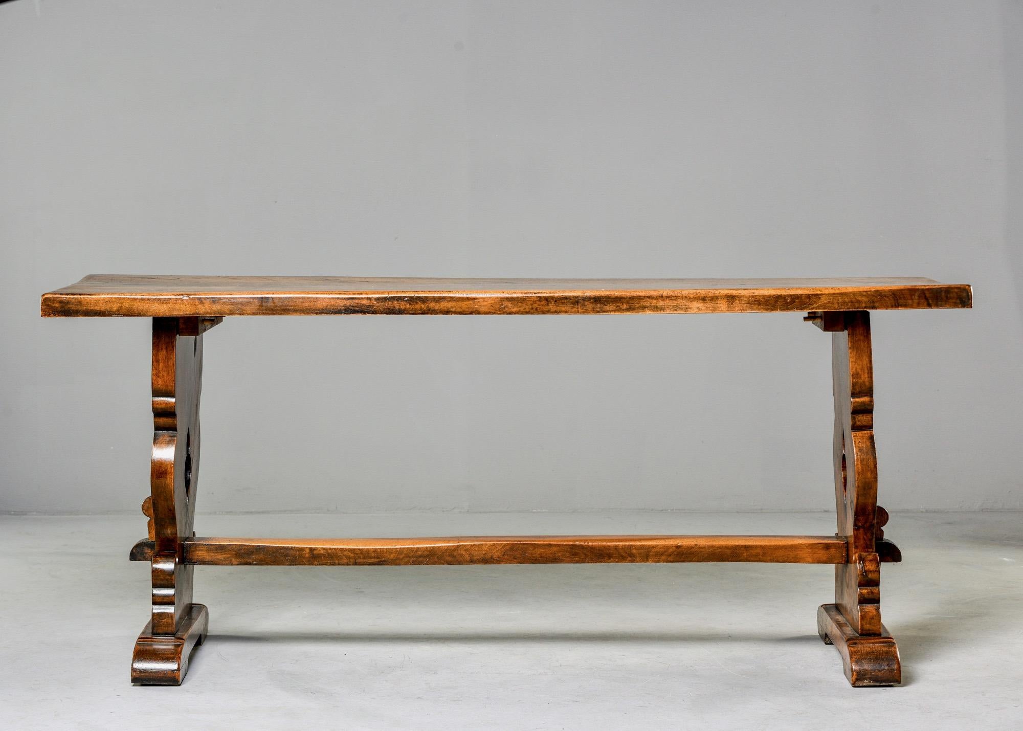 Rustic Northern Italian 19th Century Walnut Trestle Table