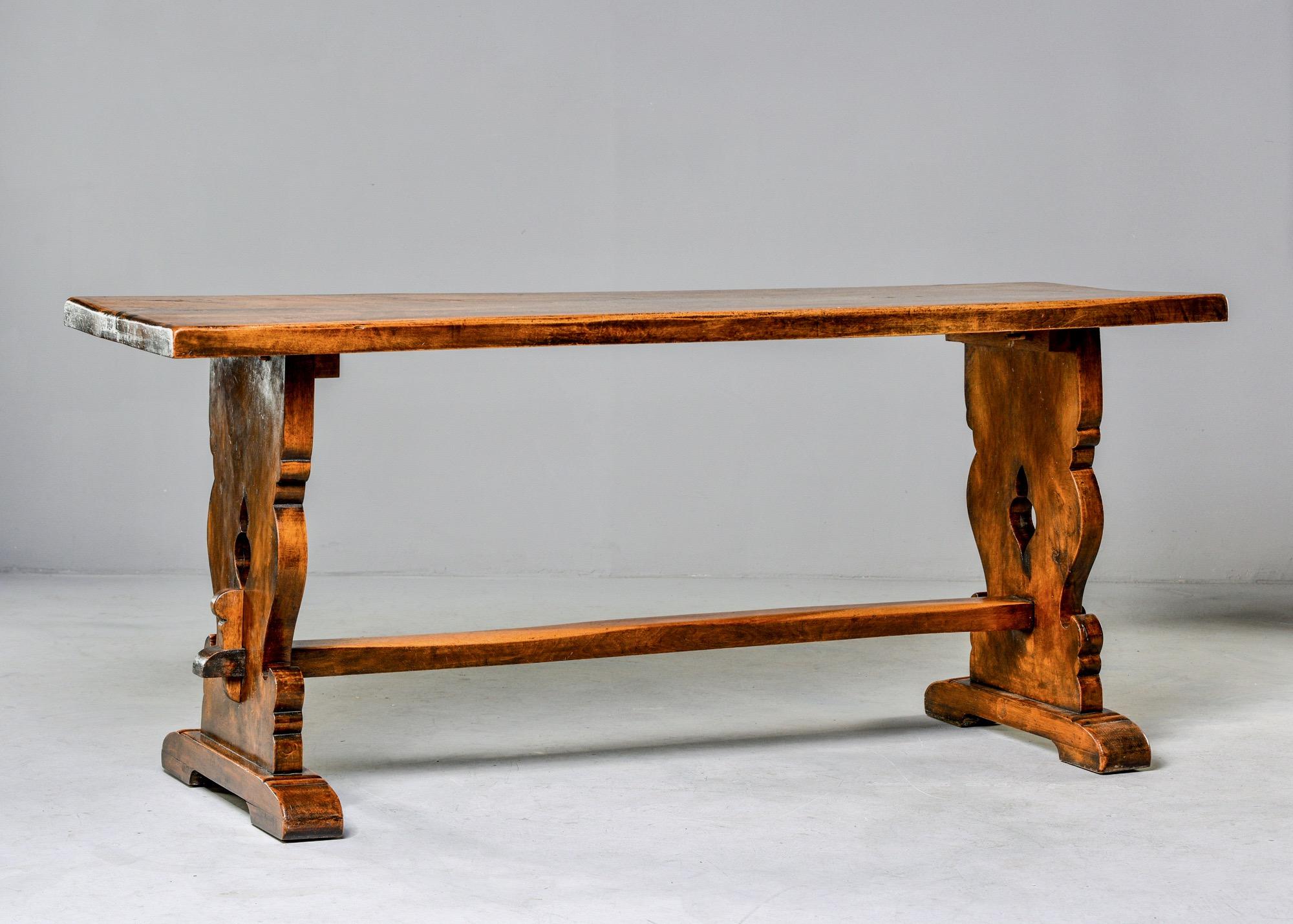 Northern Italian 19th Century Walnut Trestle Table In Good Condition In Troy, MI
