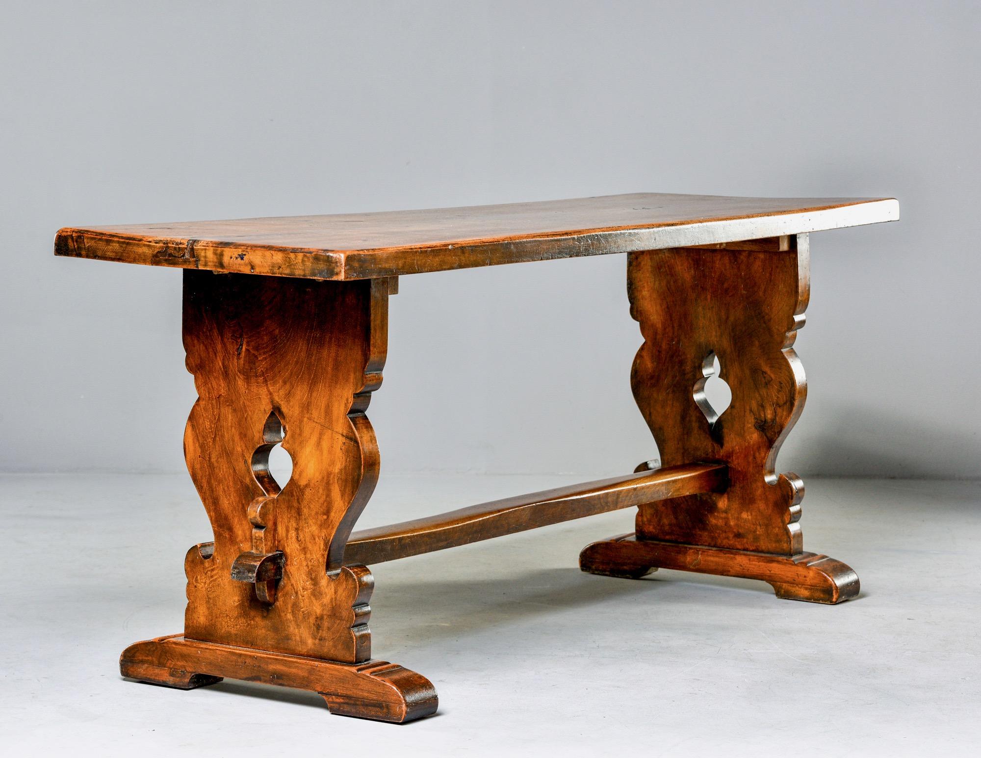 Northern Italian 19th Century Walnut Trestle Table 1