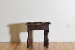 Northern Italian Baroque Painted Fir Wood 1-Drawer Confessional Bench, 17th Cen