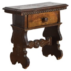 Northern Italian Baroque Period Walnut 1-Drawer Table, late 17th to early 18thc.