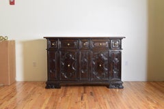 Northern Italian Brescia, Baroque Walnut 5-Drawer, 2-Door Credenza, 17th Century