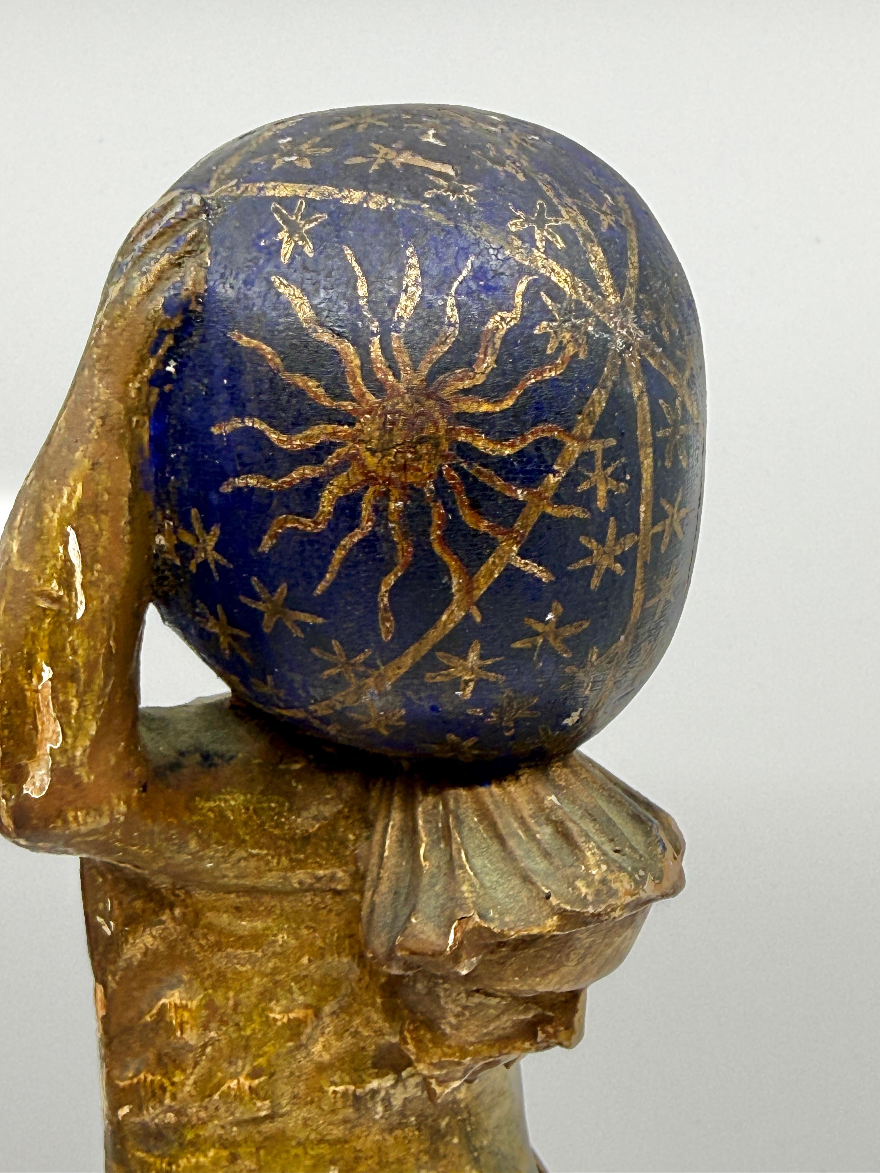 Northern Italian Carved Wood & Gessoed Atlas with Celestial Globe Circa 1800 in vendita 5