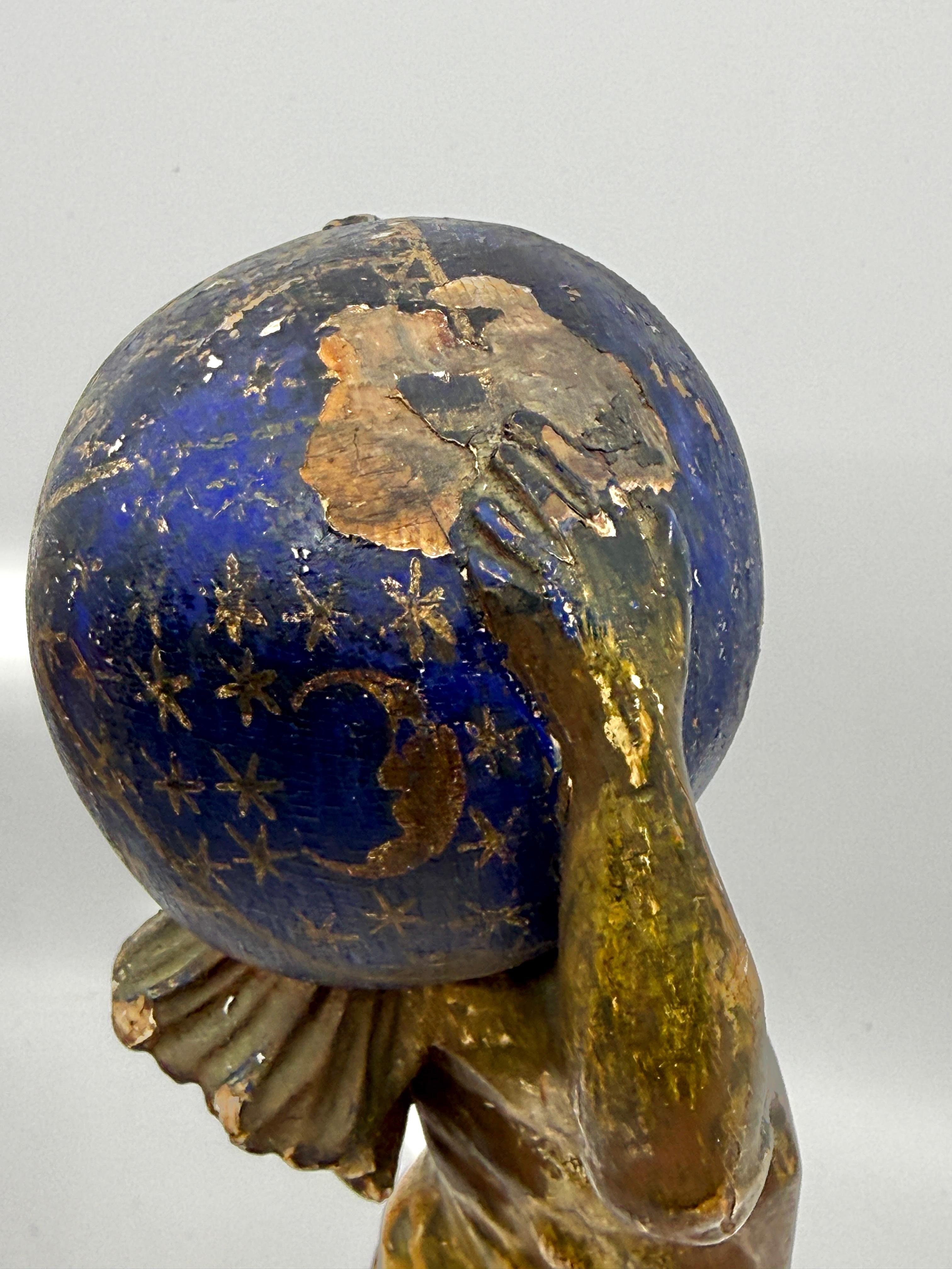 Northern Italian Carved Wood & Gessoed Atlas with Celestial Globe Circa 1800 in vendita 7