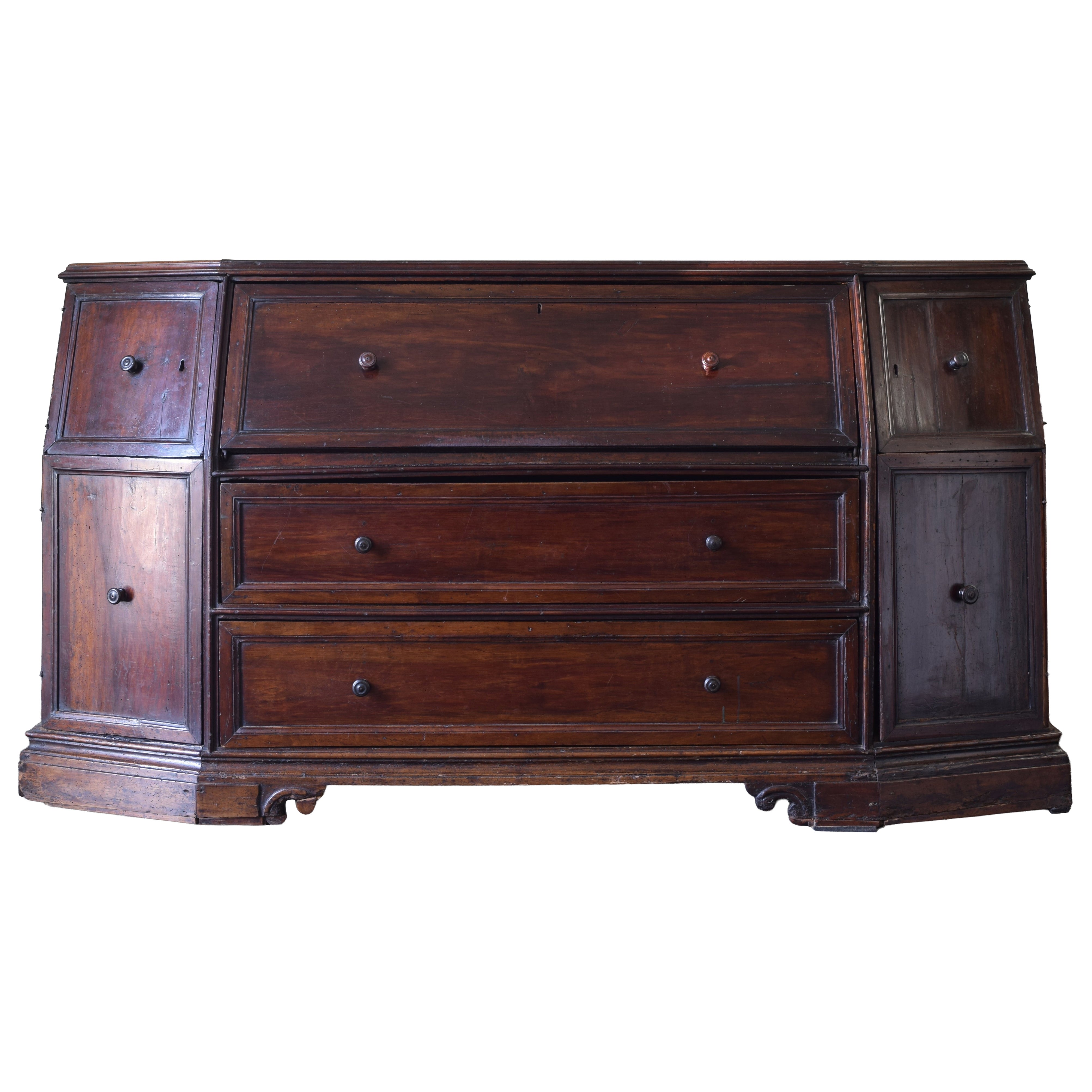 Northern Italian Early Neoclassic Massive Walnut Credenza/Secretary, late 18thc