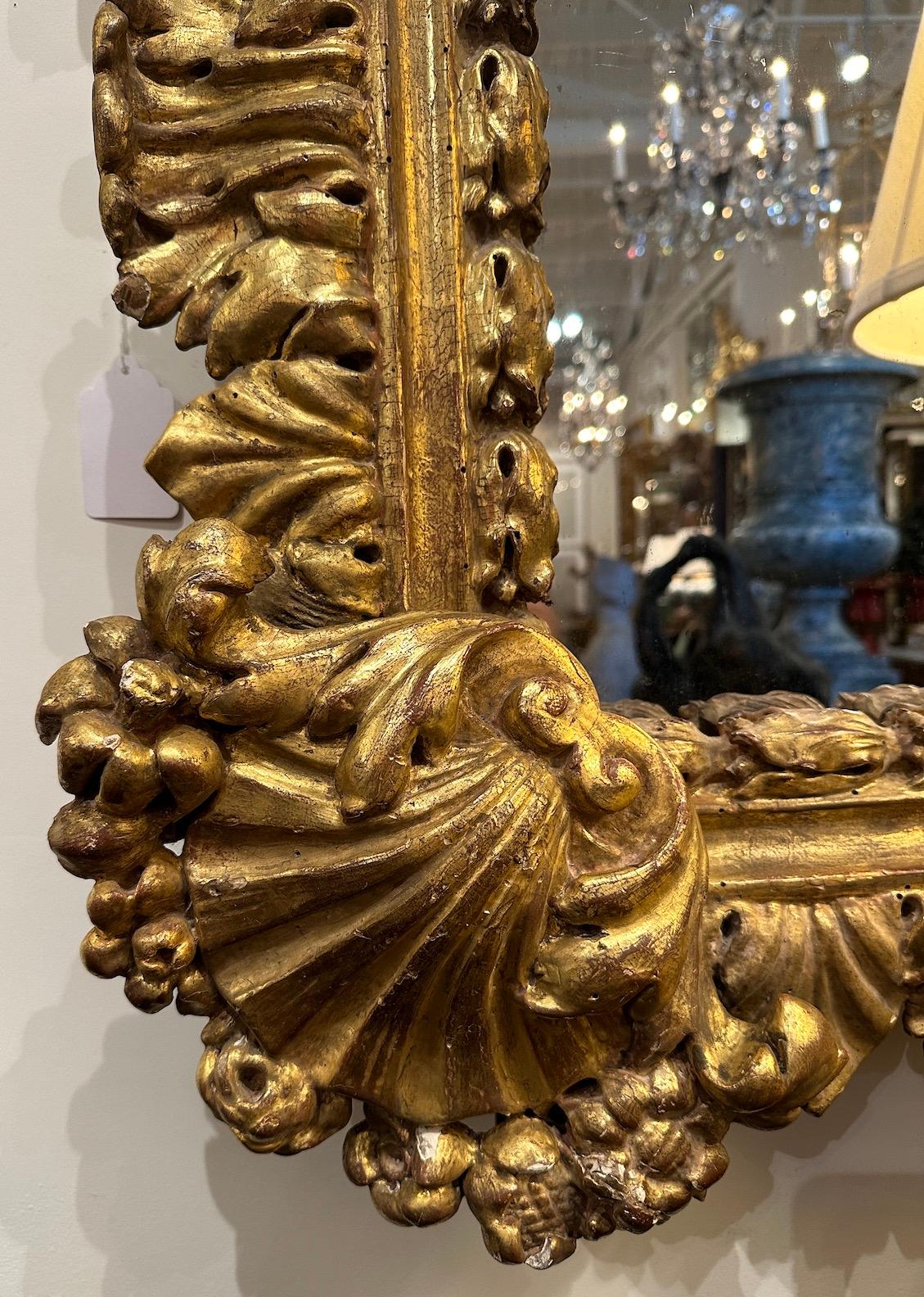Espejo cuadrado dorado del norte de Italia Italiano en venta