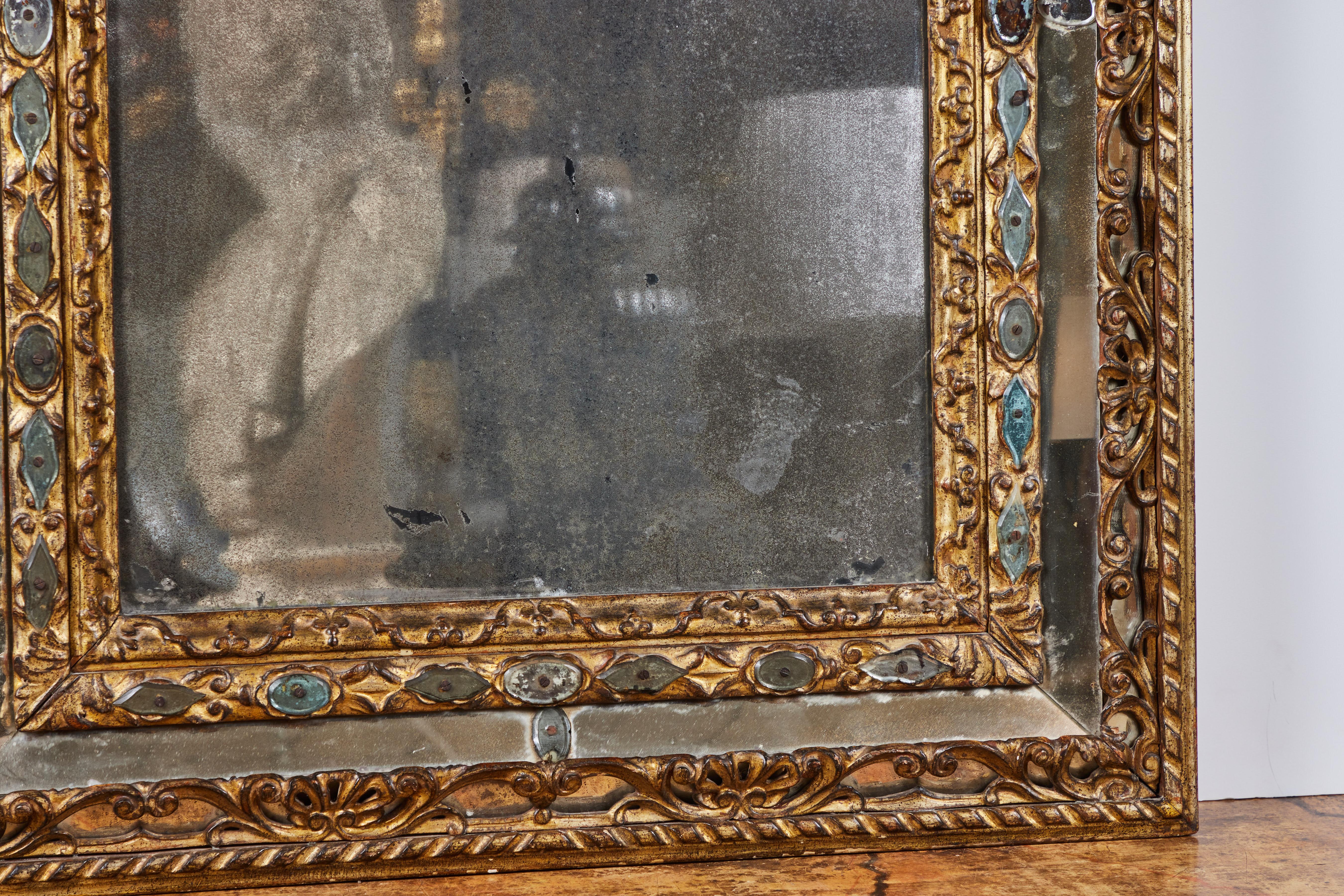 Miroir en bois doré d'Italie du Nord Bon état - En vente à Newport Beach, CA
