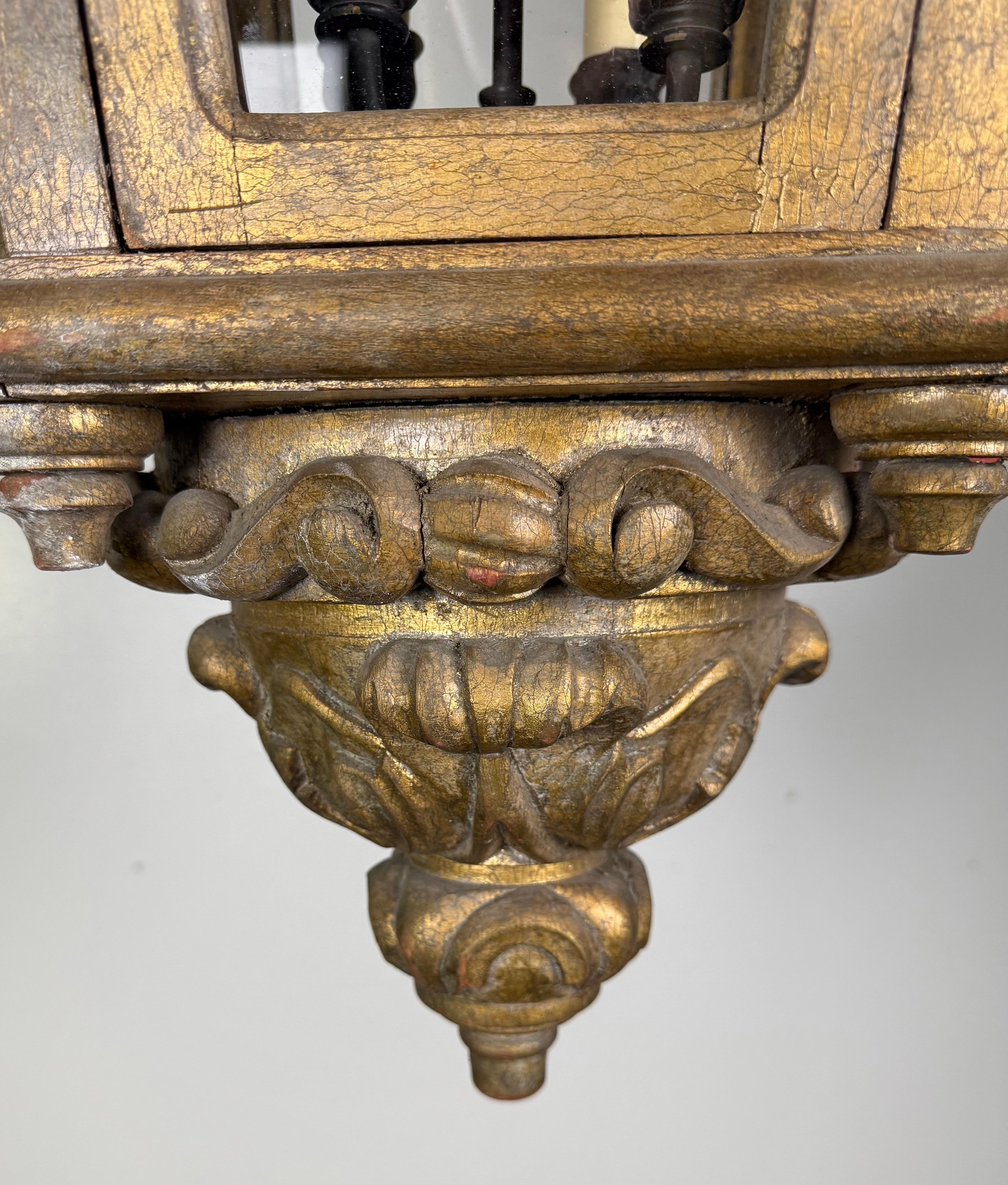 Norditalienische Giltwood Laterne im Angebot 4