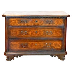 Antique Northern Italian Inlaid Walnut Chest of Drawers 