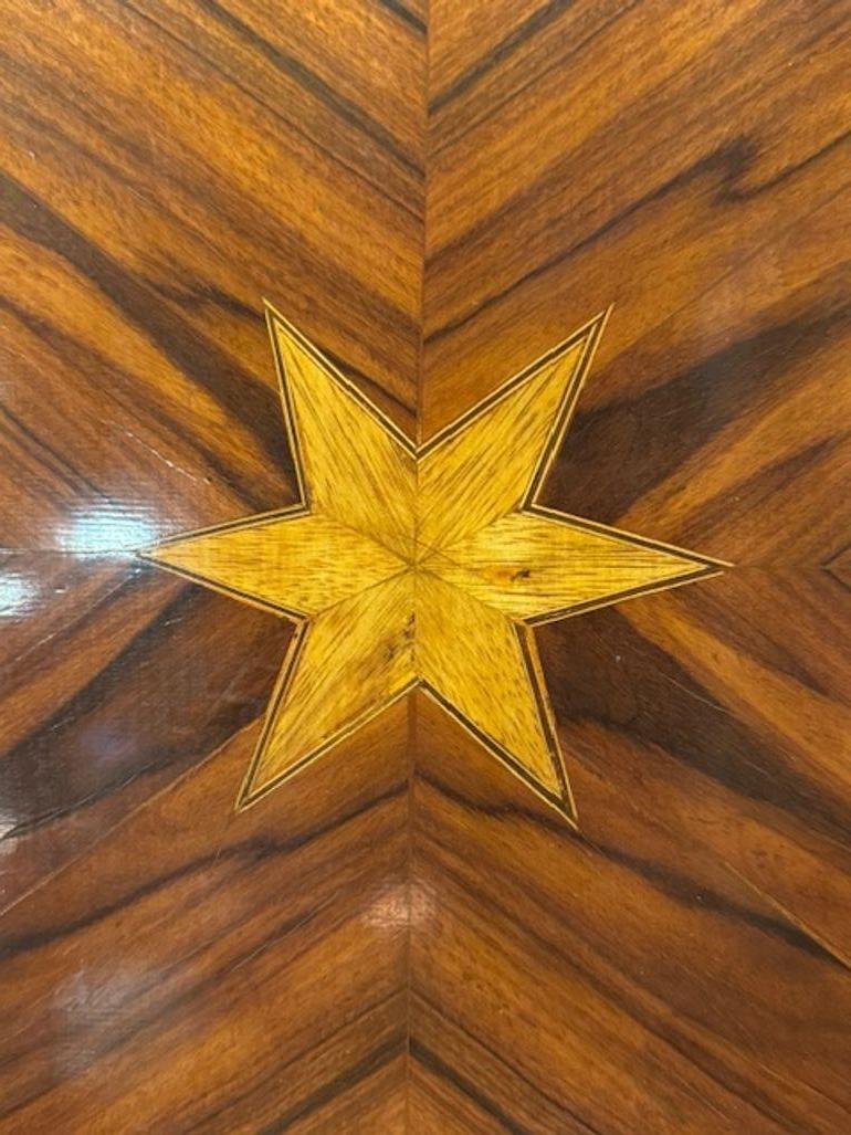 XXI secolo e contemporaneo Northern Italian Inlaid Walnut Desk with Star Design in vendita