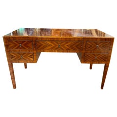 Northern Italian Inlaid Walnut Desk with Star Design