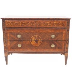 Antique Italian Neo-Classic Walnut Commode with Marquetry