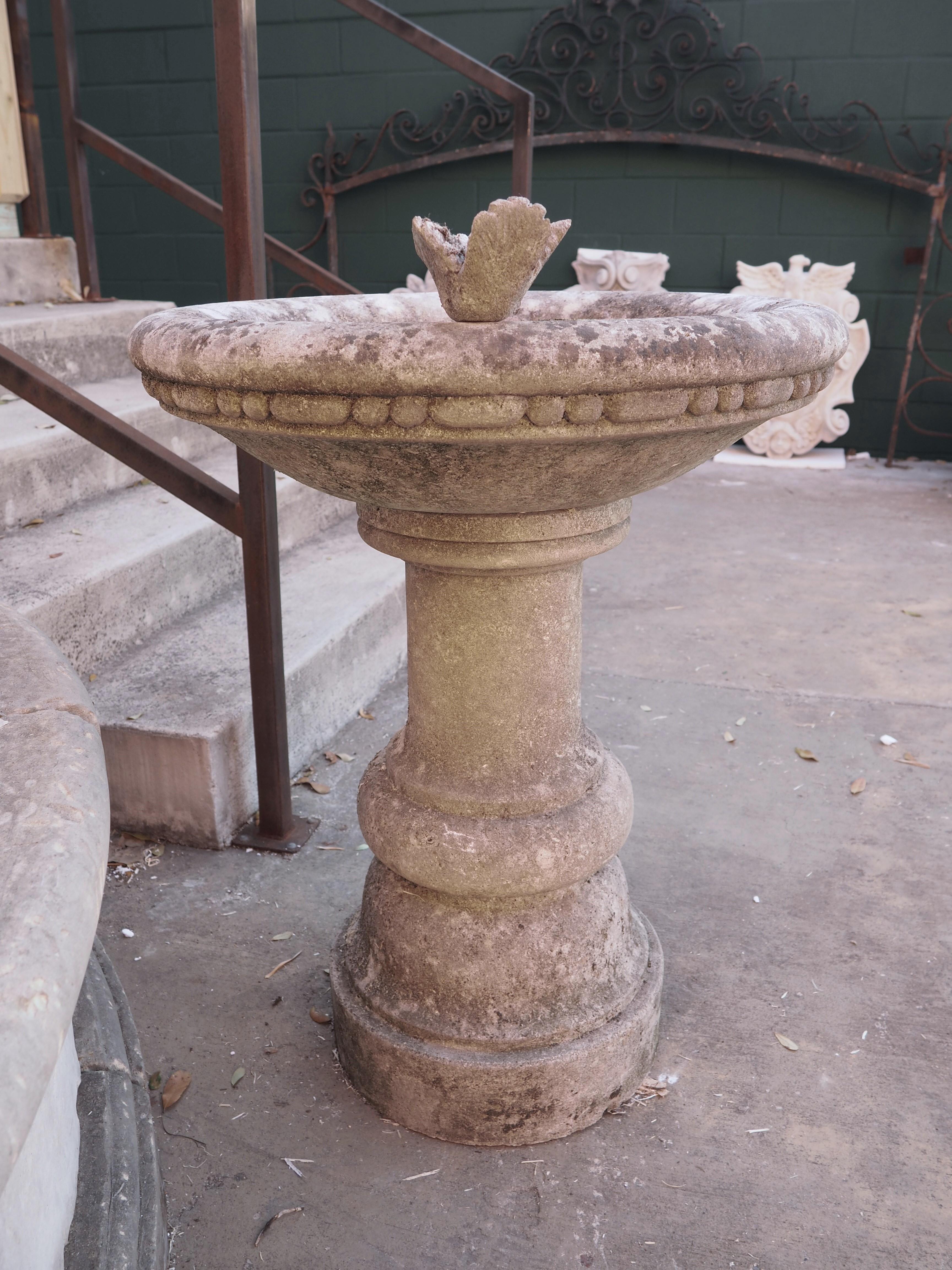 Northern Italian Limestone Birdbath with Carved Bird 7