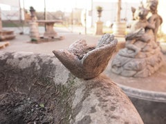 Northern Italian Limestone Birdbath with Carved Bird