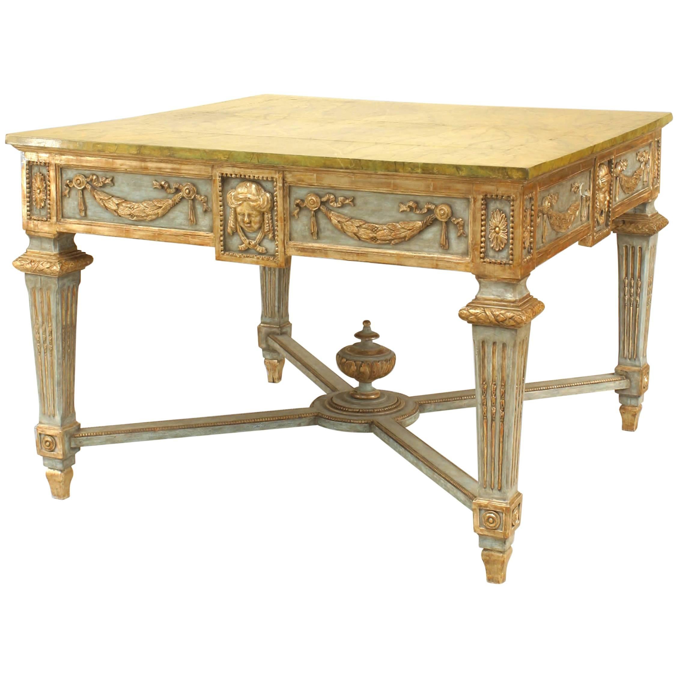 Northern Italian Neo-Classic Faux Marble Center Table For Sale