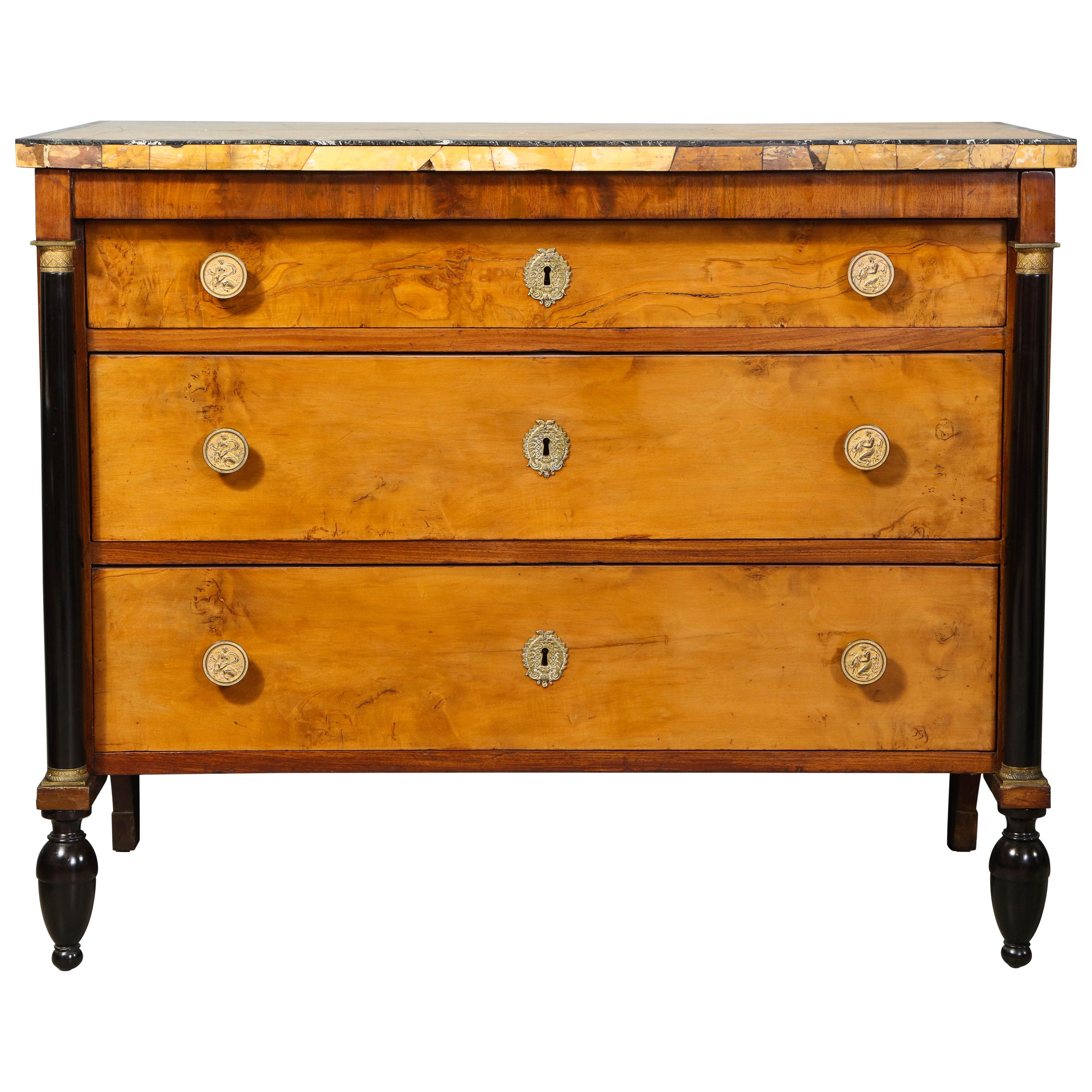 Northern Italian Neoclassic Sienna Marble-Topped Commode For Sale
